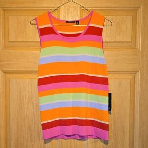 Carlisle Striped Sleeveless Tank in Orange, Pink, Red, Green, Blue